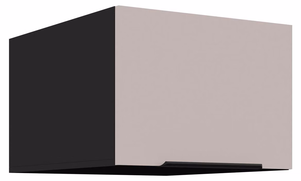 Credenza alta da 50 cm per cucina ARONA, color cashmere beige + nero opaco, mobile da cucina, blocco cucina