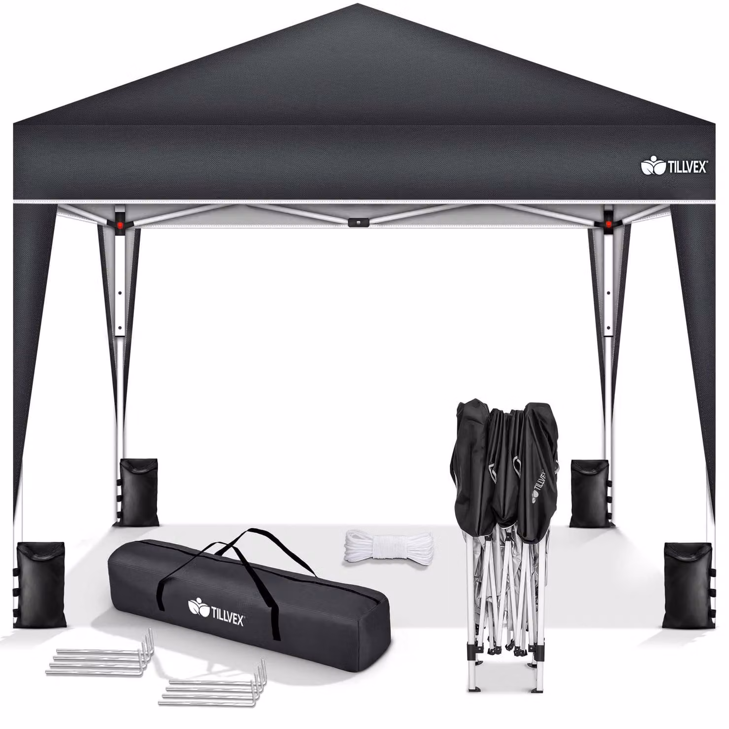 Gazebo pieghevole - Tetto in poliestere 210D - 3 x 3 m - Impermeabile - Antracite