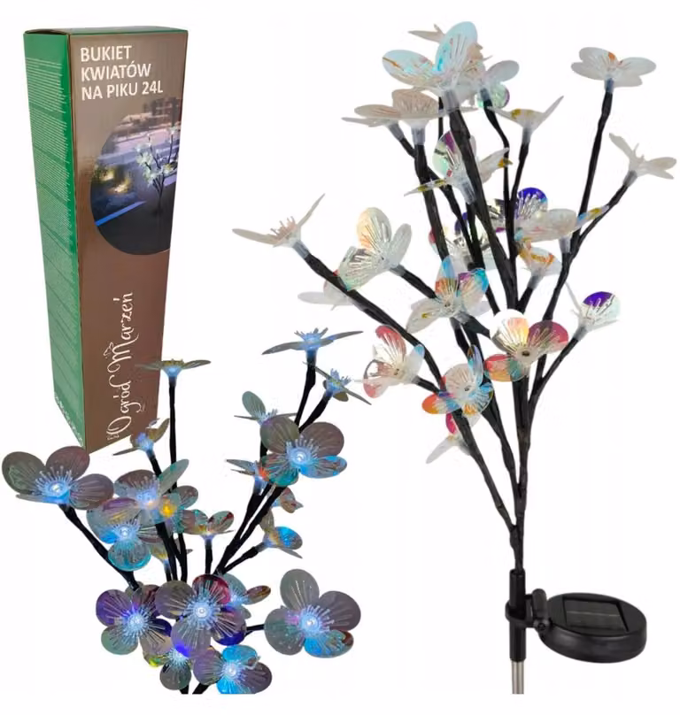 Lampada solare da giardino a LED a forma di fiori, 68 cm, luce fredda, IP44