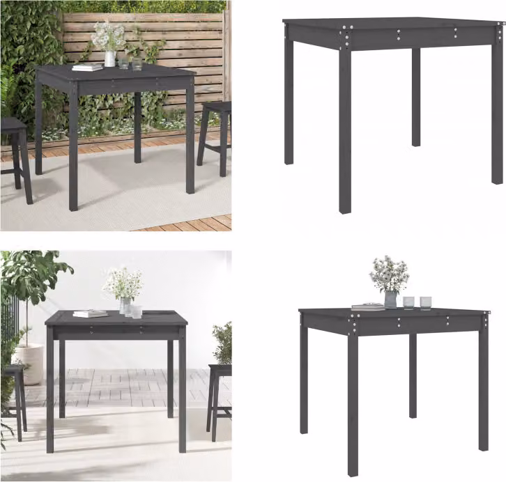 vidaXL Tavolo da giardino grigio 82,5x82,5x76 cm in legno di pino massiccio - Tavolo da giardino - Tavoli da giardino - Tavolo da esterno - Tavolo da patio