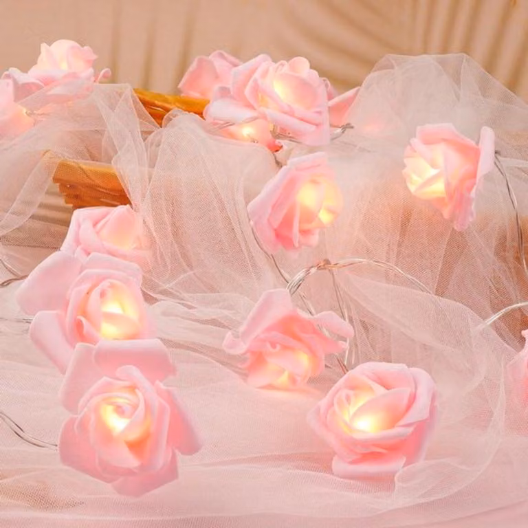 Luci decorative a forma di rosa, alte 3 metri con 20 LED, perfette per feste, giardini e matrimoni (luce bianca calda)