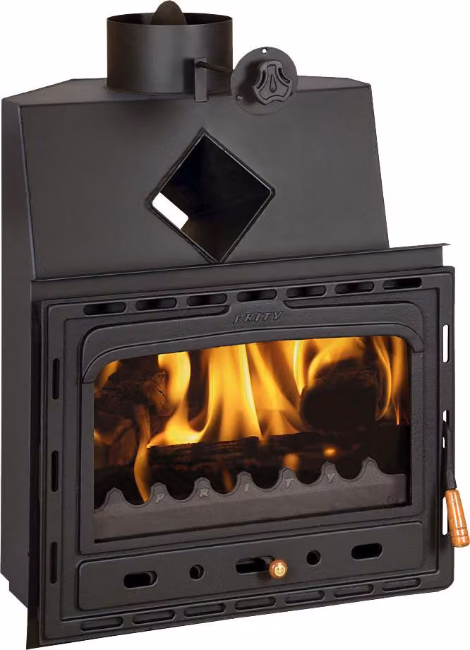 Inserto per caminetto PRITY AC | 14 kW | efficienza A+ | Ø200 mm | porta in ghisa | compatto ed efficiente