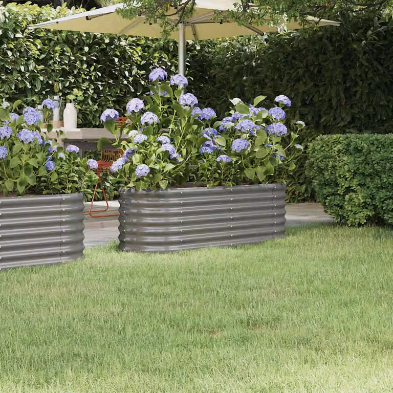 Letto rialzato da giardino vidaXL in acciaio zincato grigio L: 114 cm, P: 40 cm, H: 36 cm