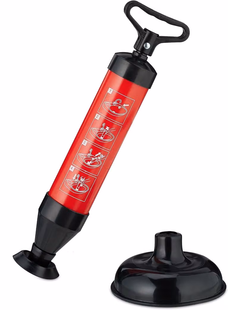 Pompa disostruttrice per scarichi - 2 accessori - Adatta per: WC, doccia, lavandino - Disostruttore ad aria compressa - Colore: nero - Colore: rosso