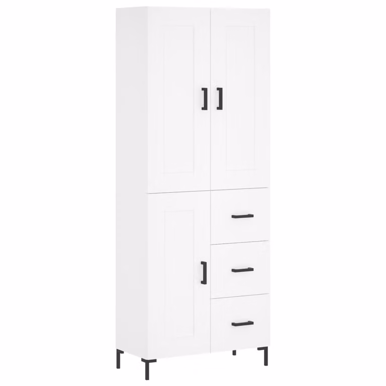 Credenza Bianca 69,5x34x180 cm in Legno Multistrato