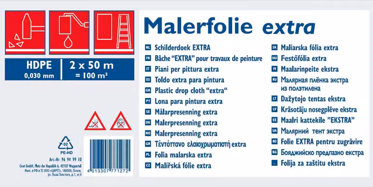 WESTEX 96949910 WESTEX Telone per pittura, HDPE, 30 my, trasparente, 2 x 50 m