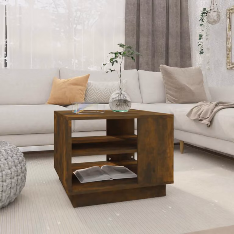 vidaXL Tavolino da Salotto Moderno in Rovere Fumo, L/P/H: 55 x 55 x 43 cm