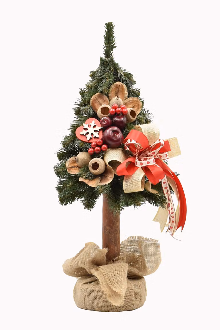 PINUS COMPANY | Albero di Natale 65 cm - Etno - Fatto a mano - Rustico e festoso