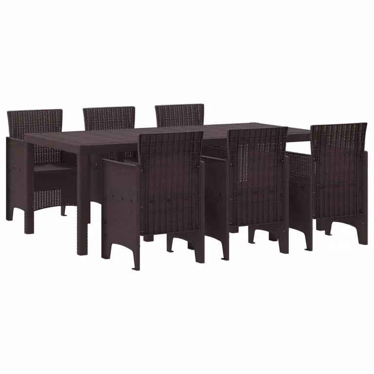 Set da pranzo per giardino e terrazzo vidaXL in polipropilene marrone, 7 pezzi