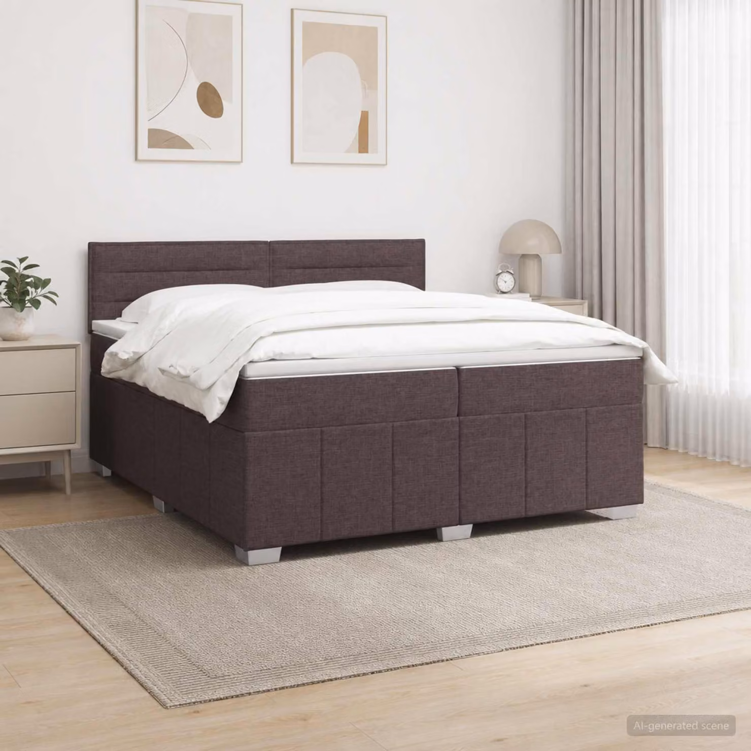 Letto box spring ibrido vidaXL con materasso a molle insacchettate, Multicolore, L/P/H: 200 x 200 x 100,5 cm