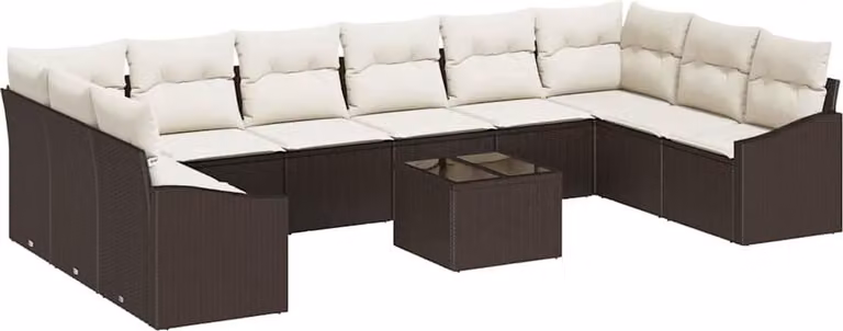Set Divano da Giardino Marrone e Crema polyrattan
