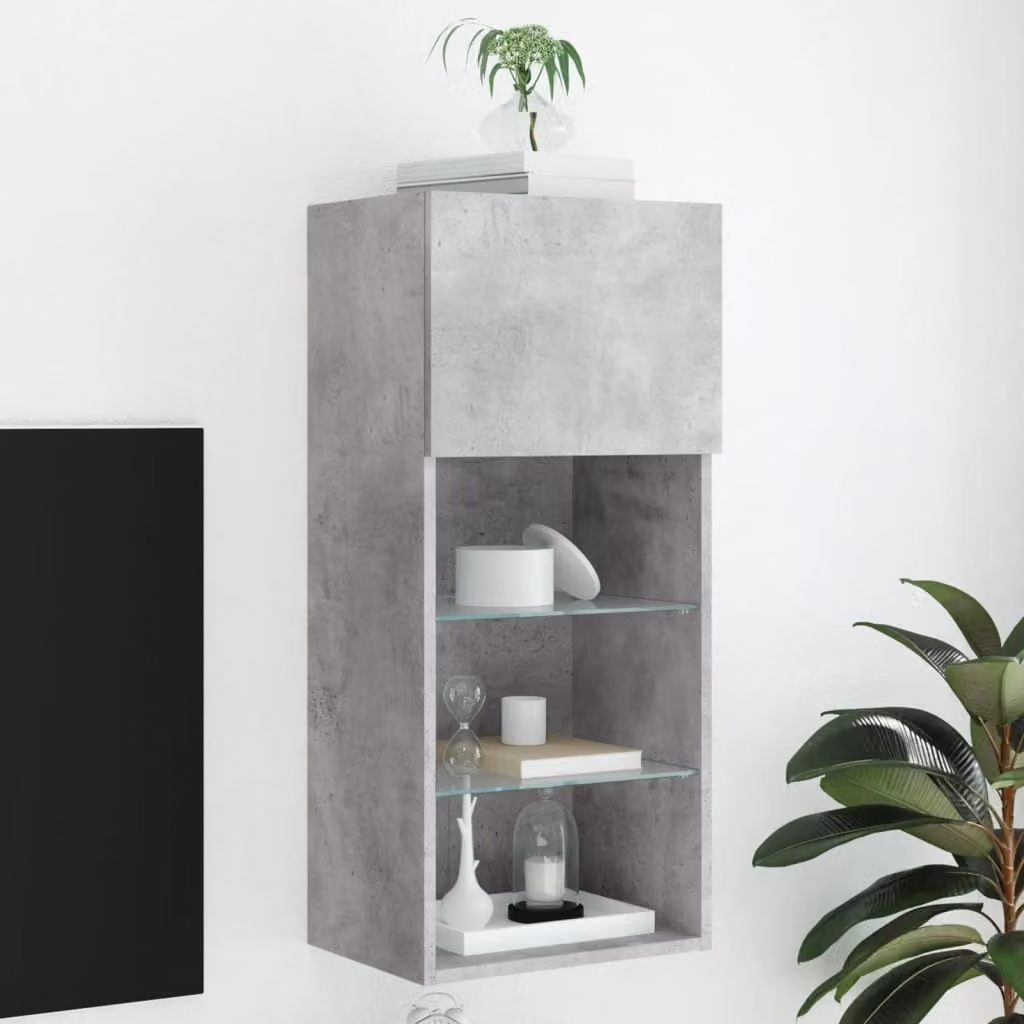 Mobile TV vidaXL con Luci LED Grigio Cemento, L 40,5 cm x P 30 cm x H 90 cm