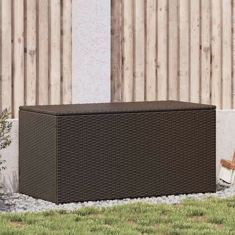 Contenitore portaoggetti in rattan sintetico con coperchio, ideale per giardino e balcone