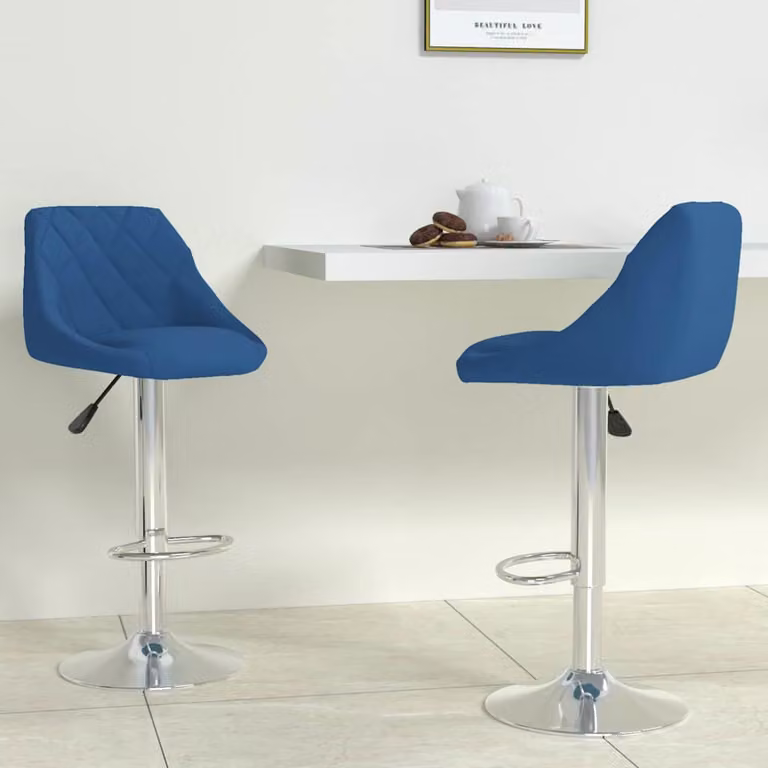 Set di 2 sgabelli da bar vidaXL in velluto blu con base girevole a 360 gradi