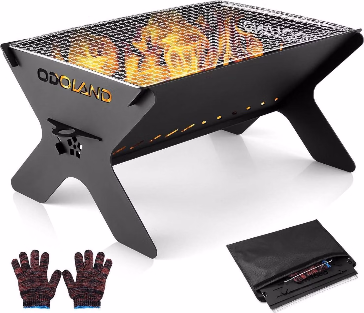 Odoland camping fire pit 2 in 1 portatile a legna e barbecue