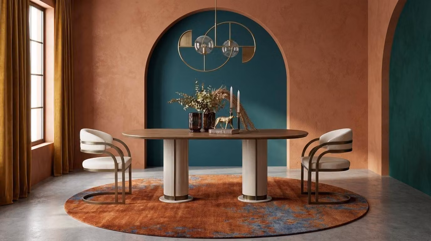 Set da pranzo con tavolo e sedie, design moderno