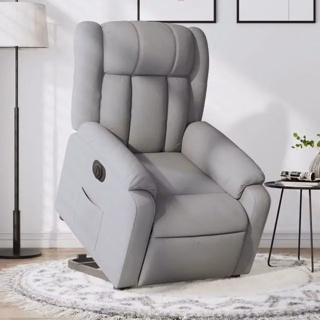 Poltrona Reclinante Alzapersona Elettrica vidaXL Grigio con Braccioli e Funzione Auto-Return