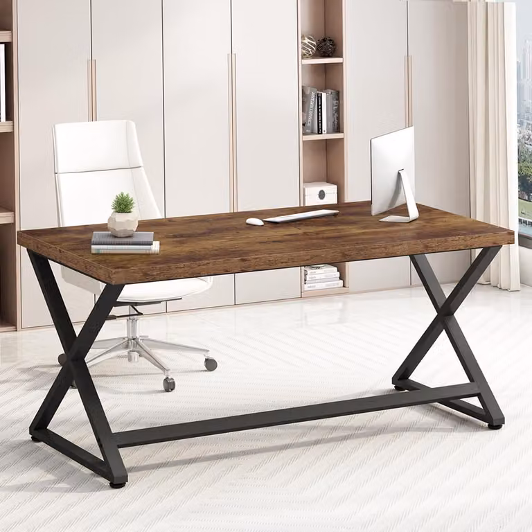 Scrivania da computer in legno e metallo, 140 cm