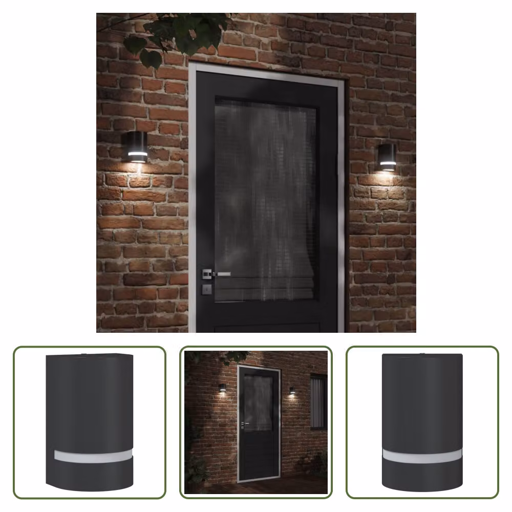 The Living Store Applique da esterno in alluminio pressofuso nero