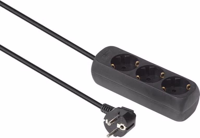 Presa Schuko a 3 vie MicroConnect 1,5 m nero (GRU003B-WOS)