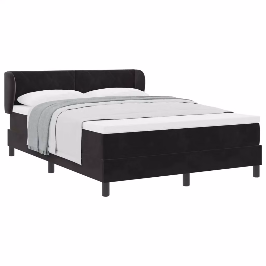Letto a molle moderno vidaXL con testiera in velluto nero L/P: 160 x 200 cm – 2