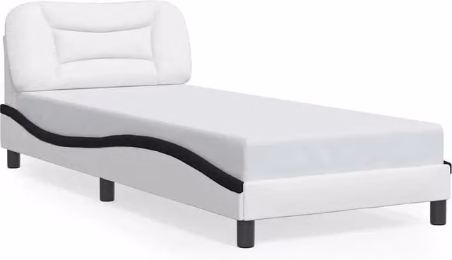 Letto singolo Hvar per adulti in similpelle bianco e nero L 80 x P 200 cm – 1