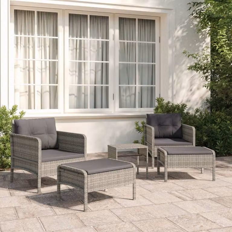 Maison Exclusive - Set da giardino 5 pezzi con cuscini grigio in polyrattan