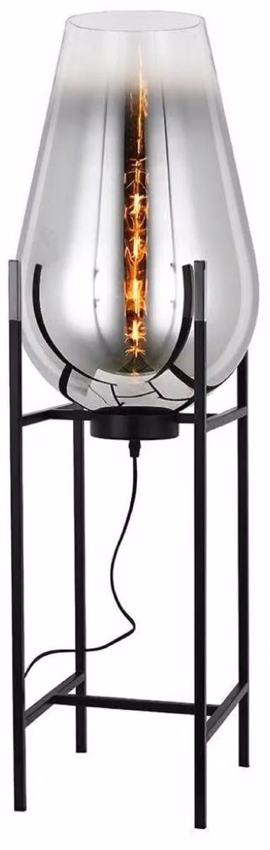 Casa Padrino lampada da terra argento / nero 30 x 30 x h. 97 cm - Lampada da terra in metallo con paralume in vetro - Lampade da terra - Luci - Interni