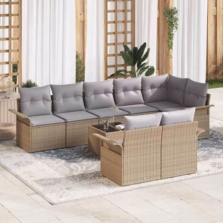 Maison Exclusive - Set Divano da Giardino con cuscino 9 pcs Beige Poly Rattan