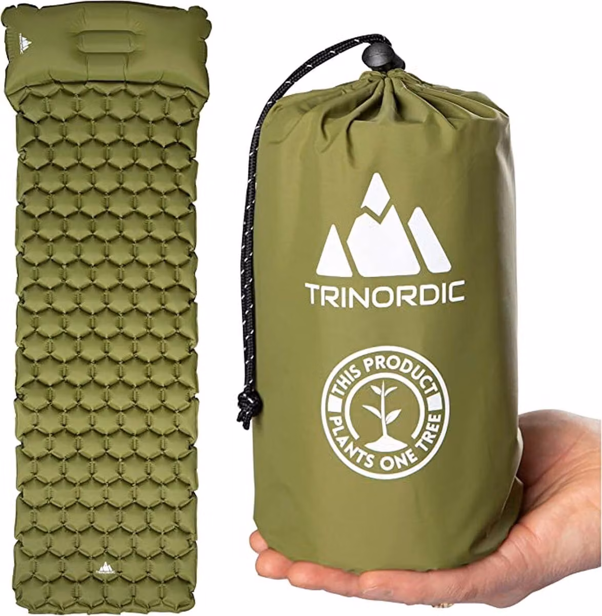 Materassino da campeggio TRINORDIC Materassino gonfiabile ultraleggero, letto singolo leggero gonfiabile pieghevole, cuscino d'aria portatile per l'esterno, zaino in spalla