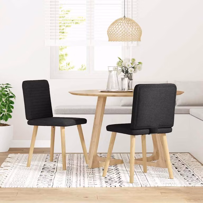 Sedie da Pranzo 2 pz Nere in Tessuto