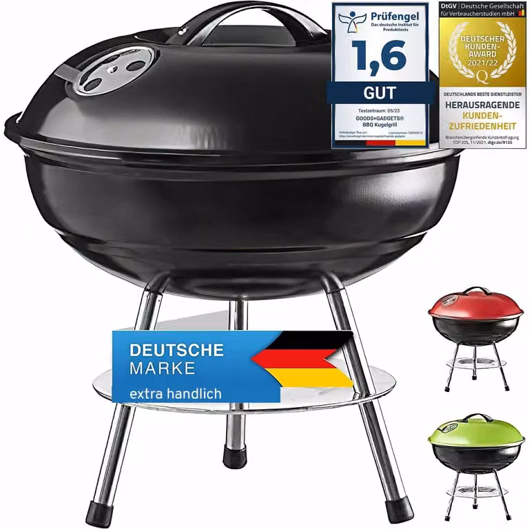 Barbecue a carbone compatto, diametro 40 cm - Griglia da tavolo in acciaio inossidabile smaltato - Ideale per campeggio e picnic
