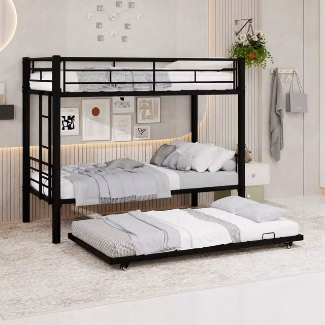Letto a castello funzionale ferro nero 97x196 cm