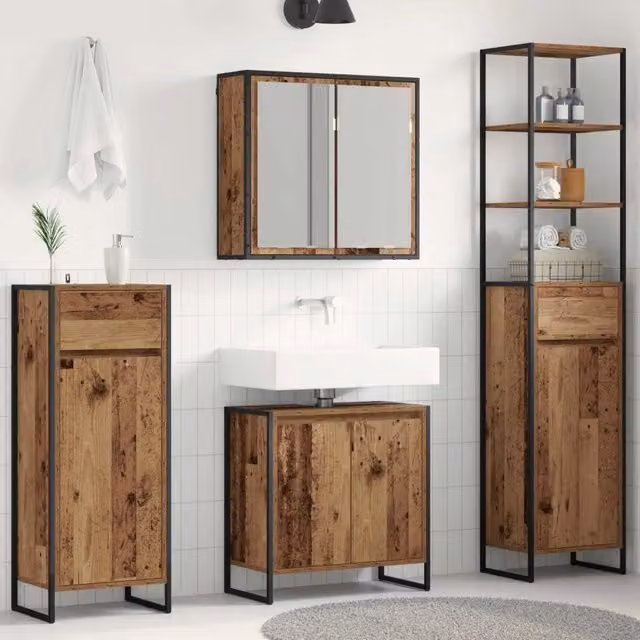Set di mobili per il bagno 4 pz Legno vecchio 3403056