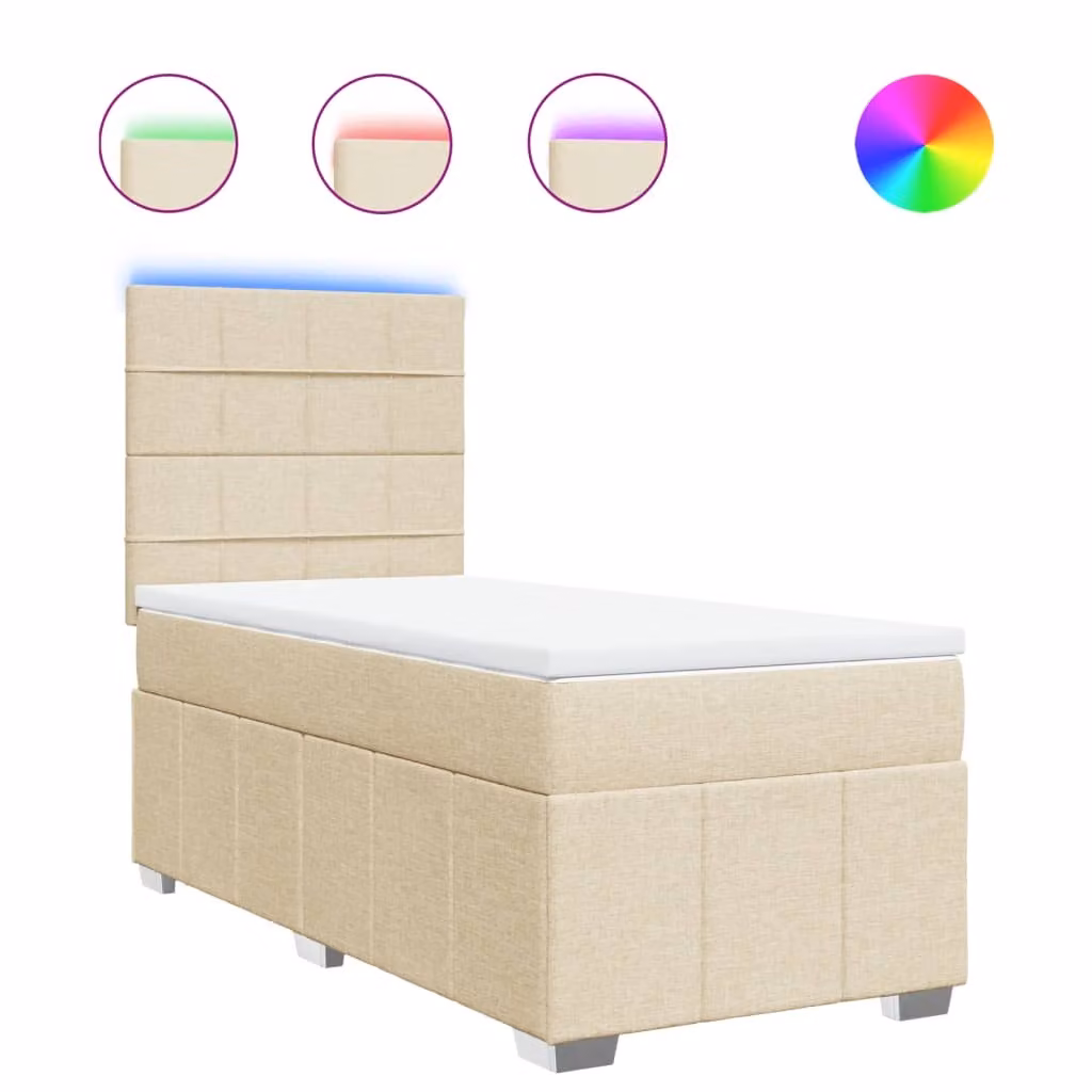 Giroletto a Molle con Materasso Crema 90x200 cm inTessuto