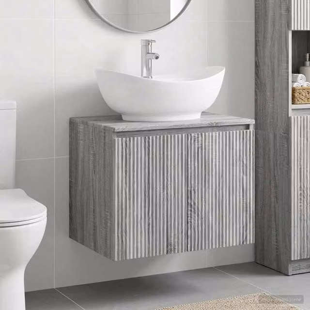 Set di mobili per il bagno Sonoma grigio Legno ingegnerizzato 3404346