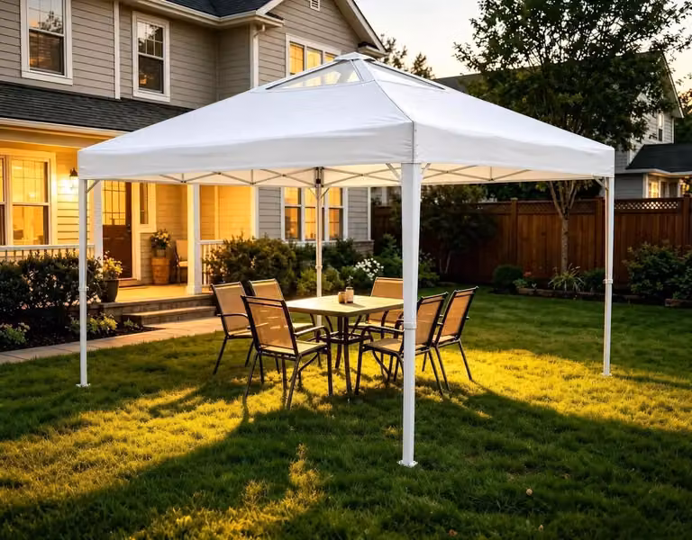 Tenda pop-up - 3 x 3 metri - Telo impermeabile - Tetto ventilato - Struttura in acciaio - Altezza regolabile - Protezione UV - Colore: bianco