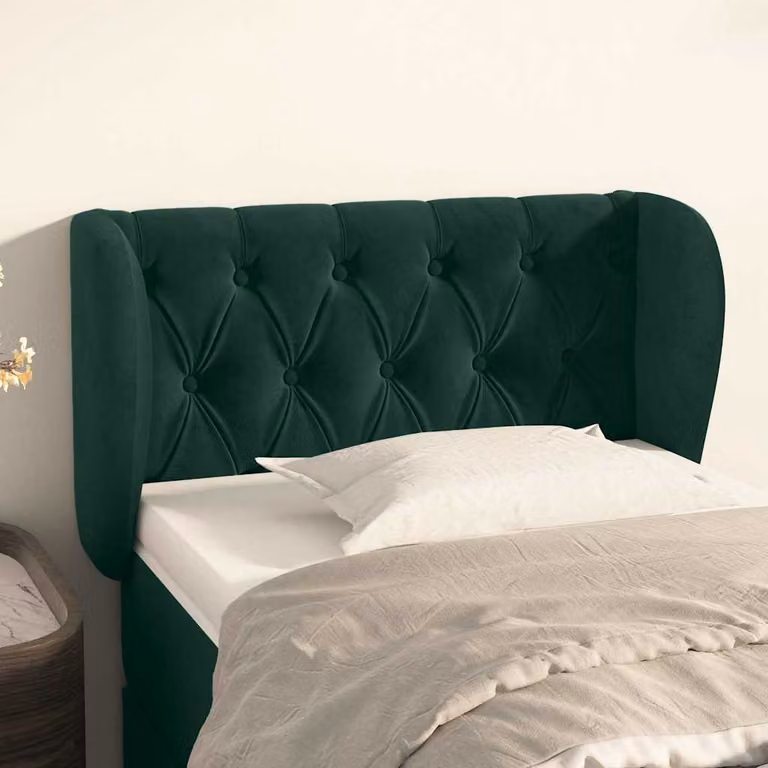 Testiera ad orecchio vidaXL in velluto verde scuro L: 83 cm, P: 23 cm, H: 78-88 cm