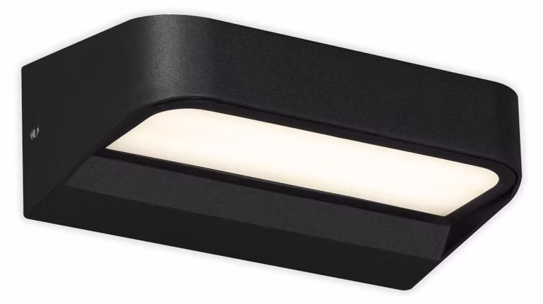 Lampada da parete esterna a LED, grado di protezione IP44, 8W, 900 lumen, 4000K, colore nero, dimensioni 142x83x52 mm