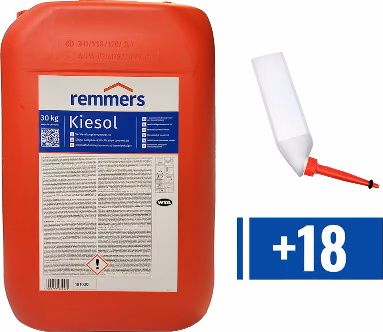 Set REMMERS KIESOL 30 KG Silicizzazione impermeabilizzante + 18 cartucce di dosaggio