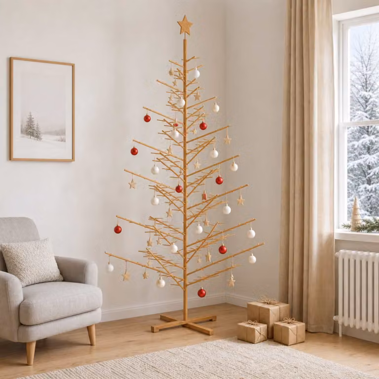 vidaXL Albero di Natale in legno 240 cm Bambù e legno di pino massello