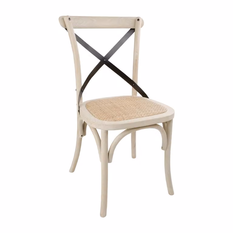 Sedie da pranzo Bolero in stile vintage, in rovere color ecru, set da 2