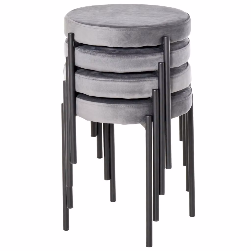 Set di 4 sgabelli da pranzo XYLO in velluto grigio e metallo impilabili per cucina e soggiorno – 2