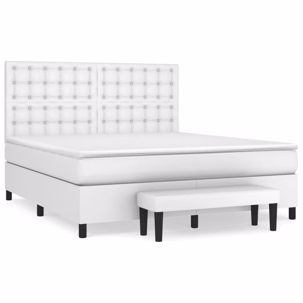 Giroletto a Molle con Materasso Bianco 160x200 cm in Pelle finta
