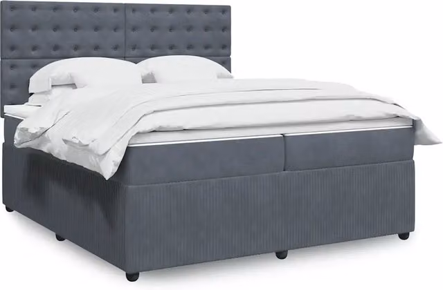 Letto Ibrido vidaXL con Materasso a Molle Insacchettate e Rivestimento in Velluto Grigio, L/P: 200 x 200 cm