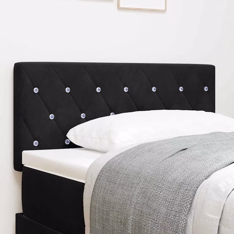 Testiera per letto vidaXL in velluto nero con struttura in legno di pino, Larghezza: 100 cm