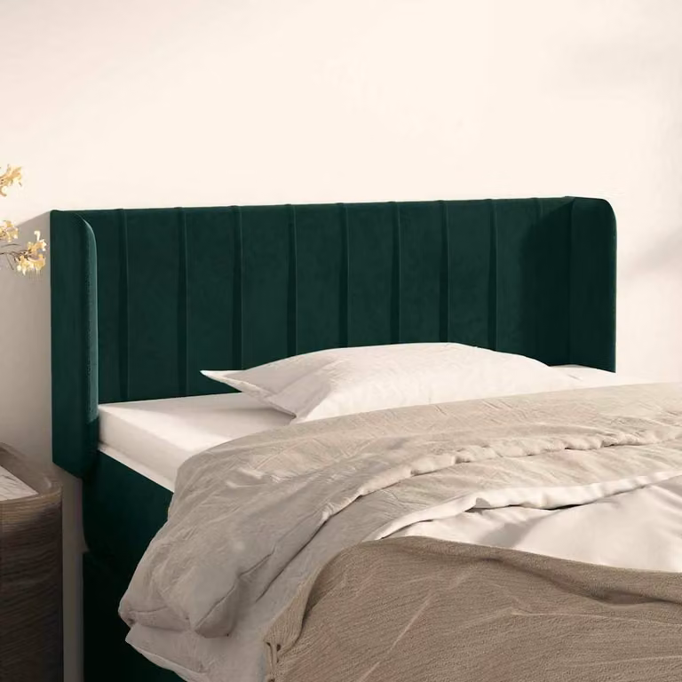 Testiera ad orecchio vidaXL in velluto verde scuro, L: 103 cm, P: 16 cm, H: 78-88 cm