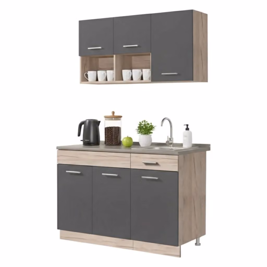 Cucinino Lanzo DMORA moderno con un cassetto e ante scorrevoli in finitura nero antracite opaco – 2