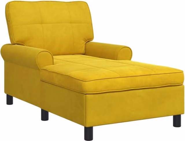 Chaise Lounge | Sedia a Sdraio con cuscino Giallo 91 x 157 x 91 cm Velluto CFW8491809