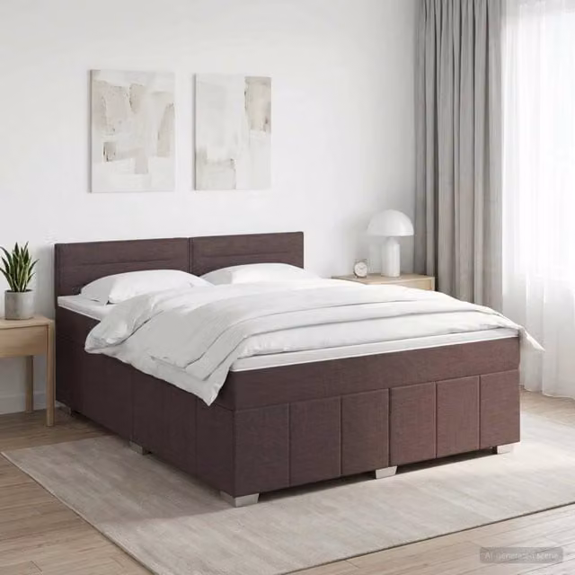 Letto box spring con materasso ibrido vidaXL Marrone e Bianco L/P/H: 160 x 200 x 140 cm